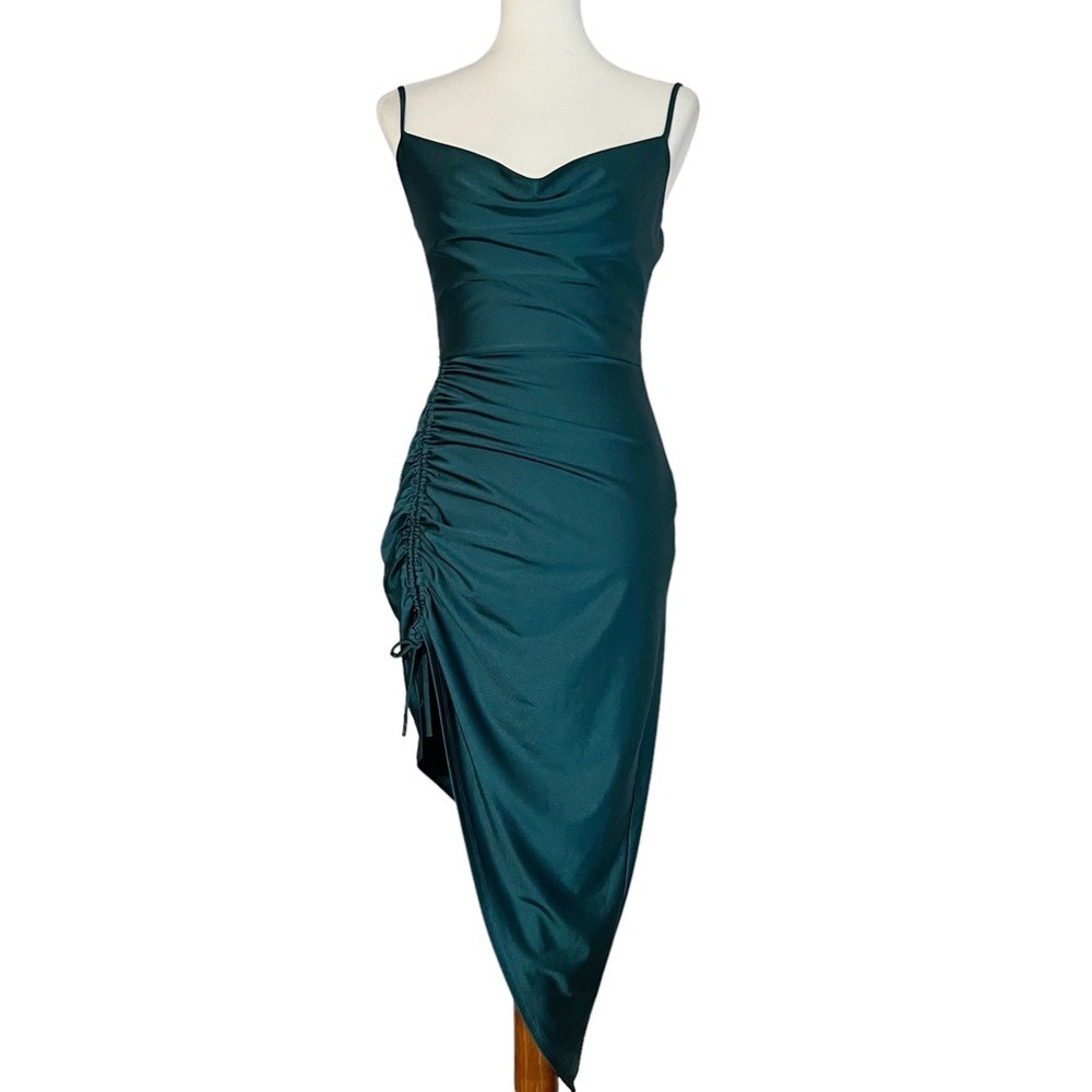 Windsor Stunning Fashionista Ruched Satin Midi Dress